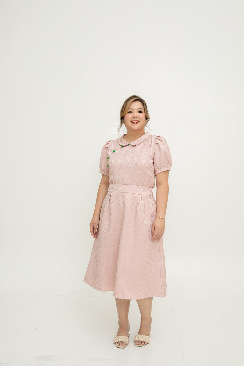 (Co-Ord) Peter Pan Collar Cheongsam Top (Pink)