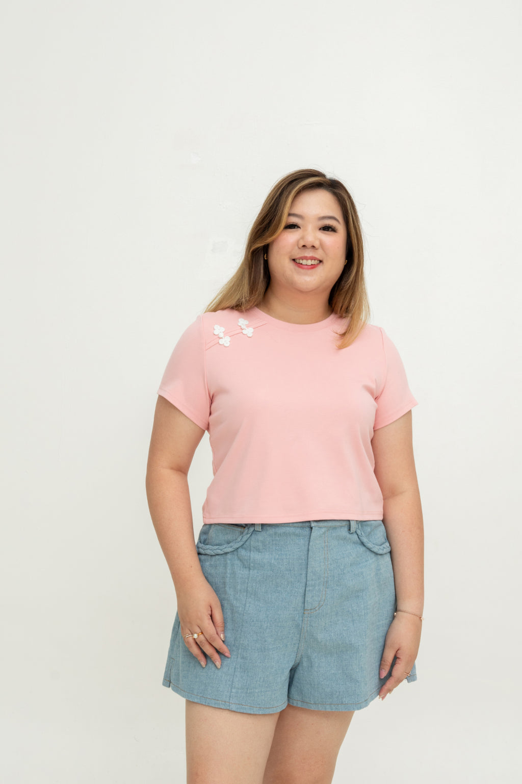 Knot Blossom Baby Tee Top (Pink)