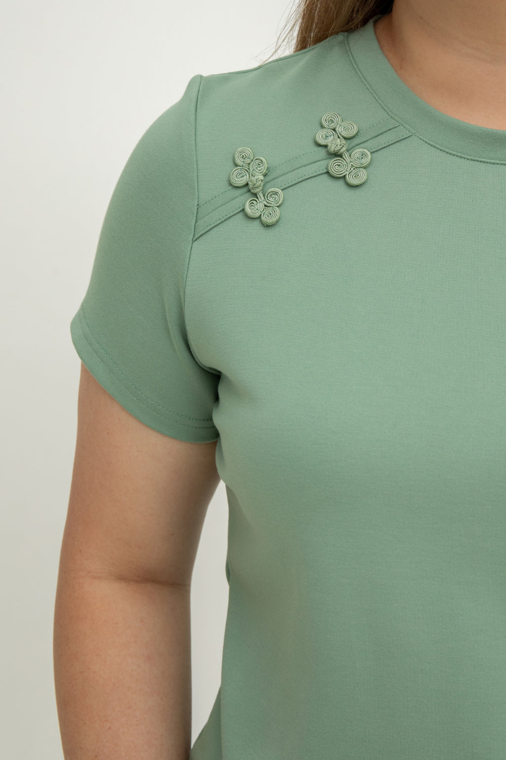 Knot Blossom Baby Tee Top (Sage)