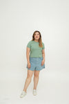 Knot Blossom Baby Tee Top (Sage)