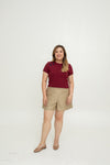 Mid-Waist PerfectSilhouette Shorts (Khaki)