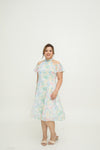 Cold Shoulder Cheongsam Fit & Flare Dress (Pastel Embroidery)