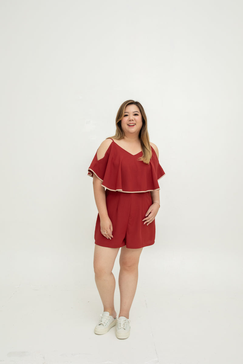 Effortless Charm Romper (Red)