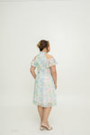 Cold Shoulder Cheongsam Fit & Flare Dress (Pastel Embroidery)