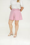 (Co-ord) Soft Luxe Belted Short (Pink)