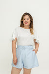 (Co-ord) Soft Luxe Belted Short (Blue)