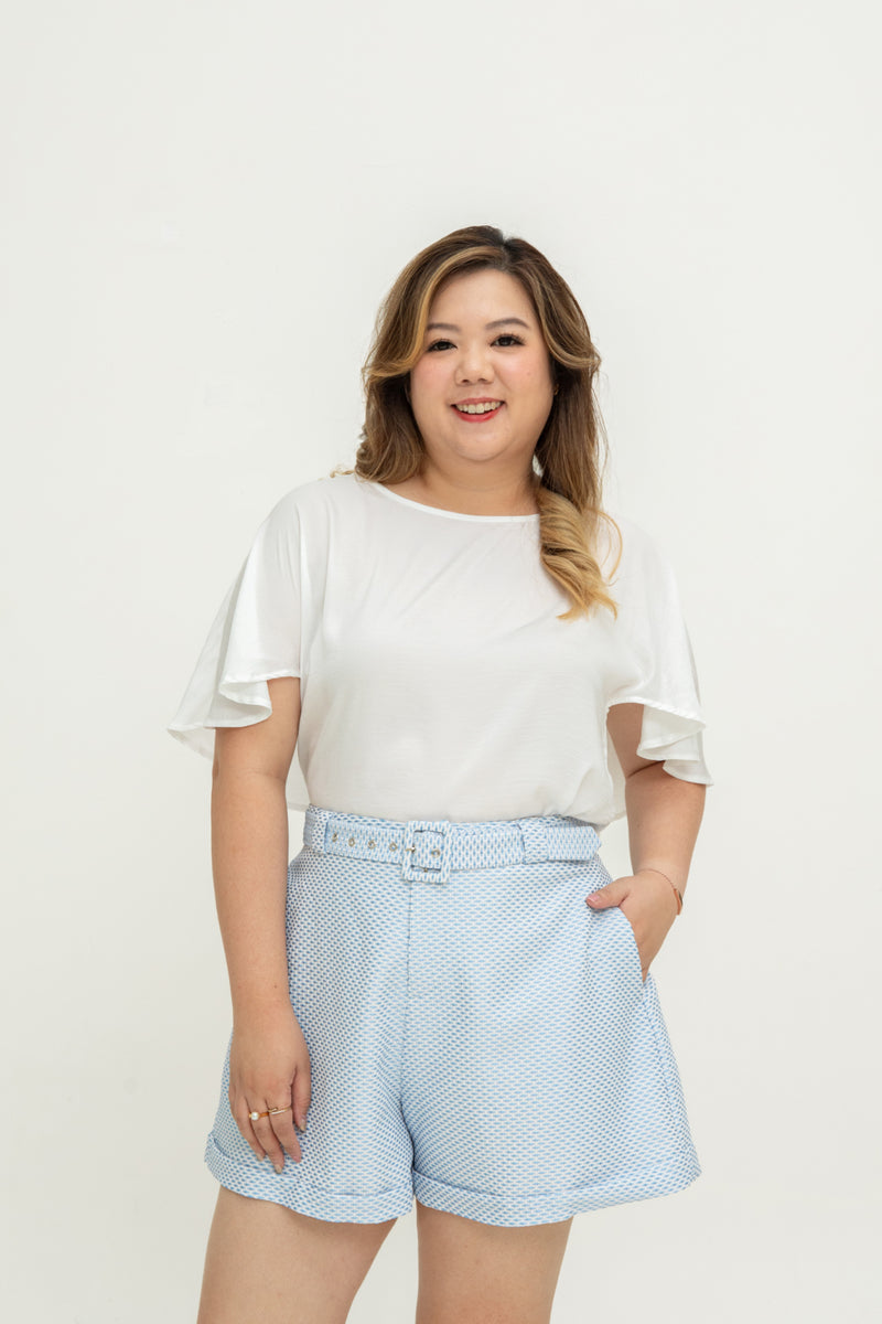 (Co-ord) Soft Luxe Belted Short (Blue)