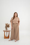 Flutter Sleeve Satin Top (Beige)