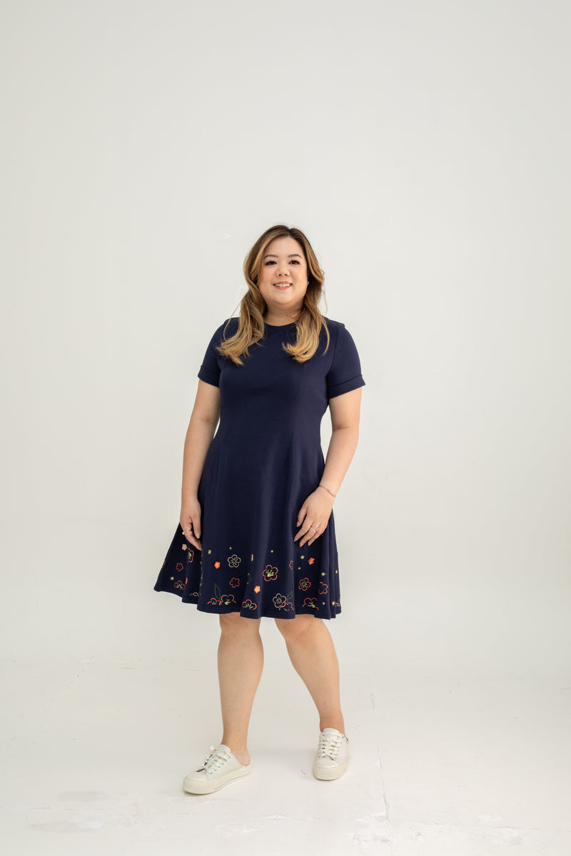 (ADULT) Bloom Édition Limitée  Skater Dress (Navy)