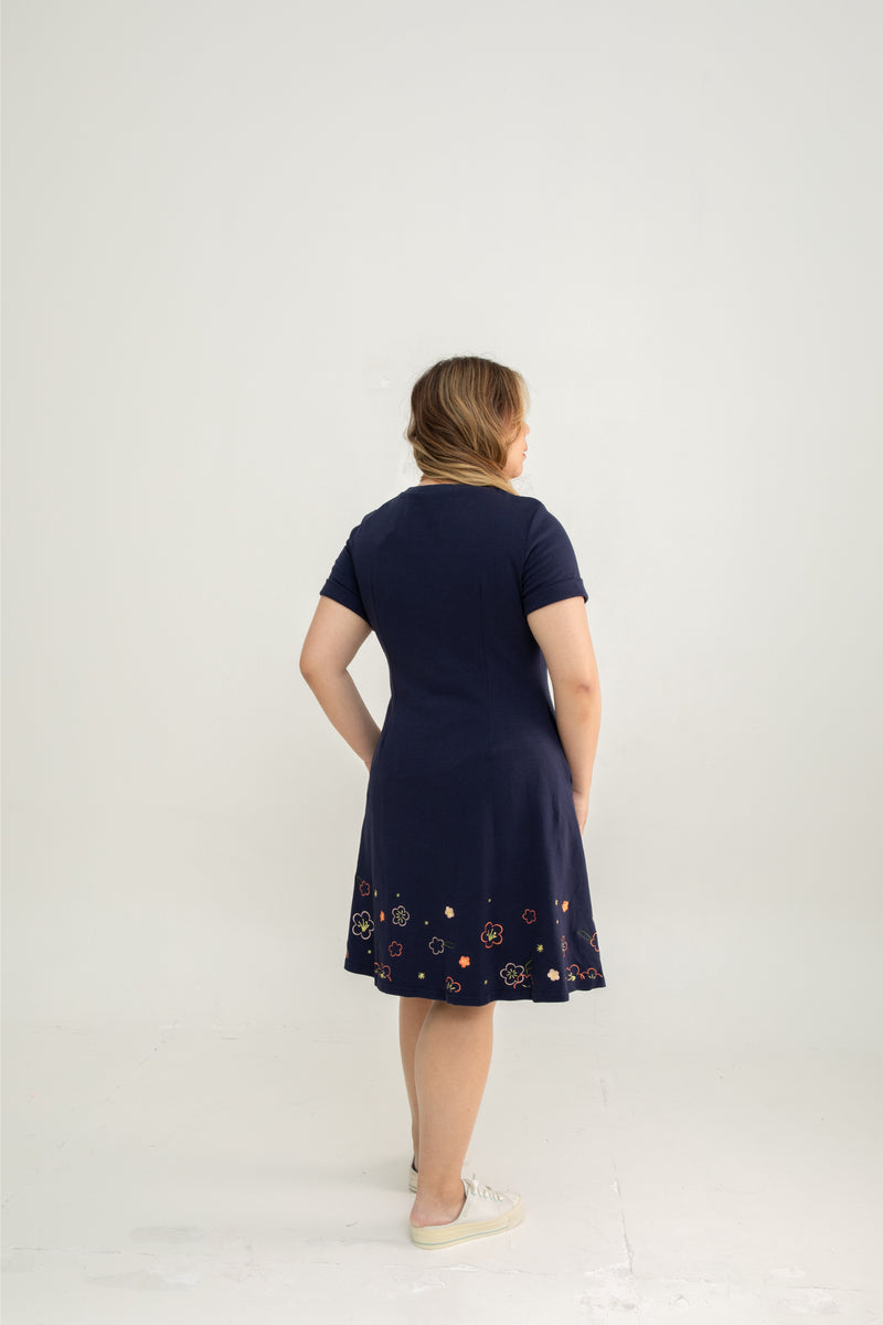 (ADULT) Bloom Édition Limitée  Skater Dress (Navy)