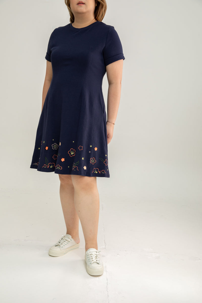 (ADULT) Bloom Édition Limitée  Skater Dress (Navy)