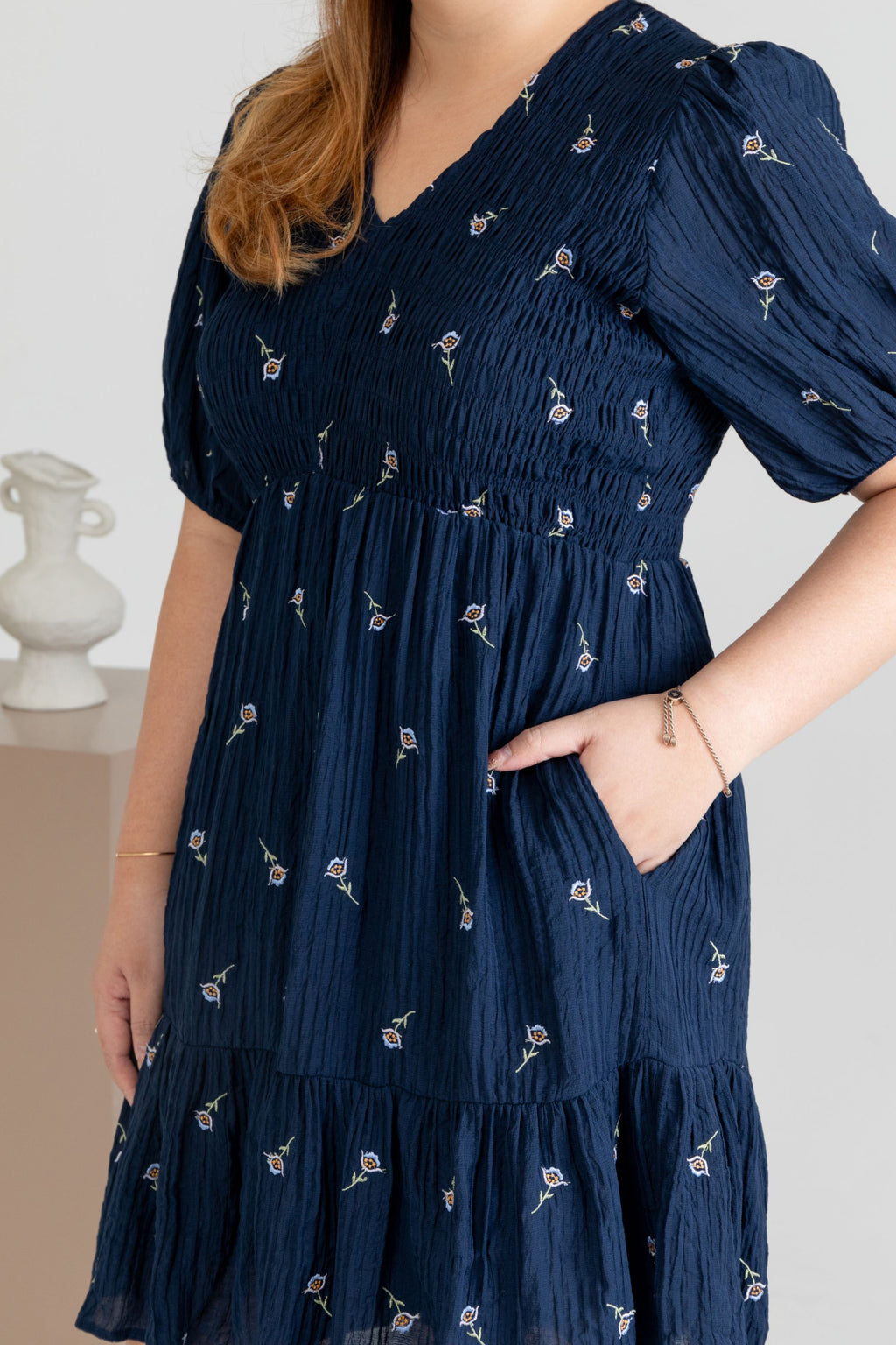 Smocked Empire Embroidered Dress (Floret) - Online Exclusive