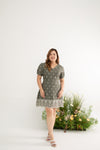 Embroidery Scallop Hem Dress-Romper (Olive)