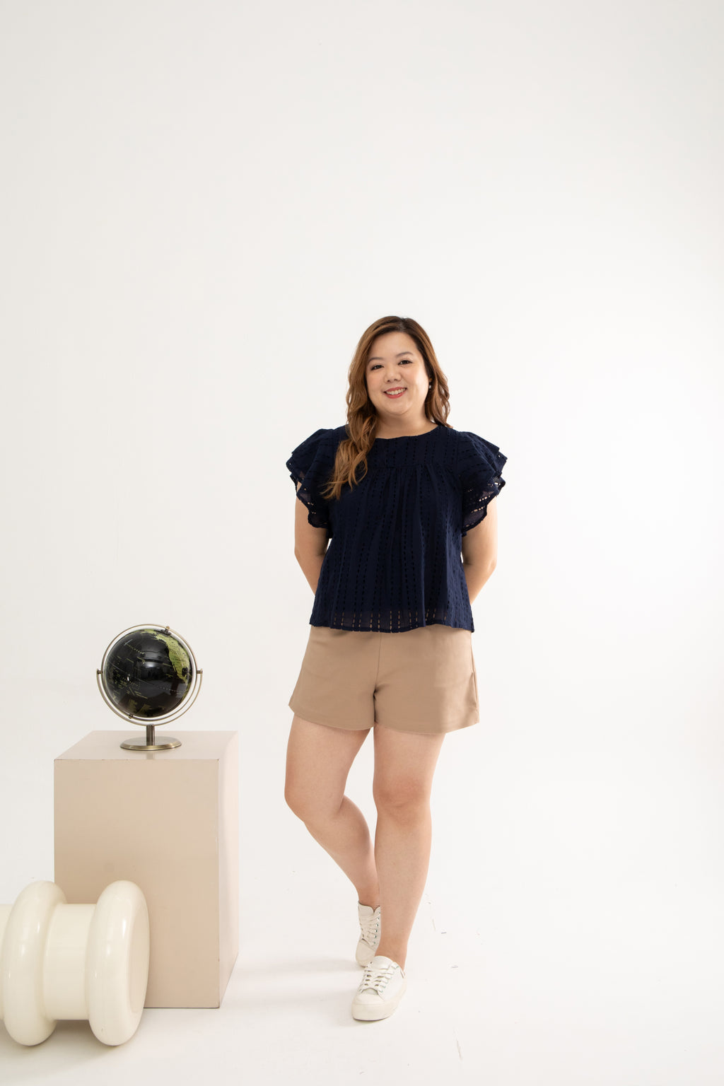 Embroidery Eyelet Top (Dark Navy)