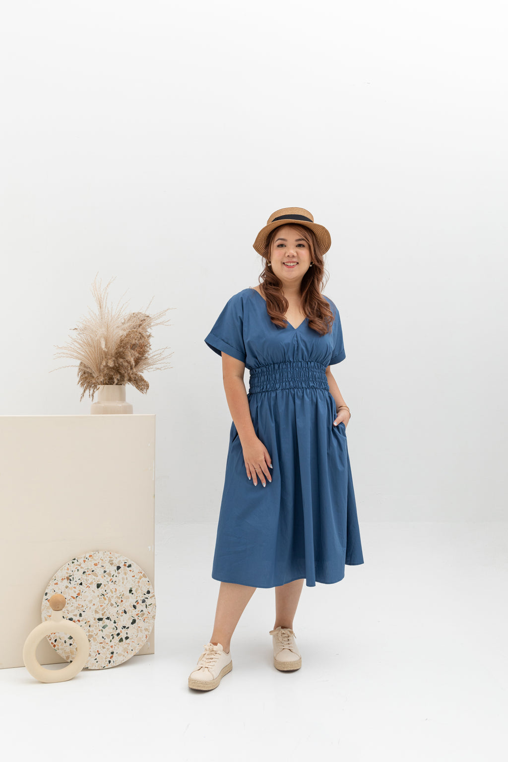 Smocked Waist Dress (Yale Blue)