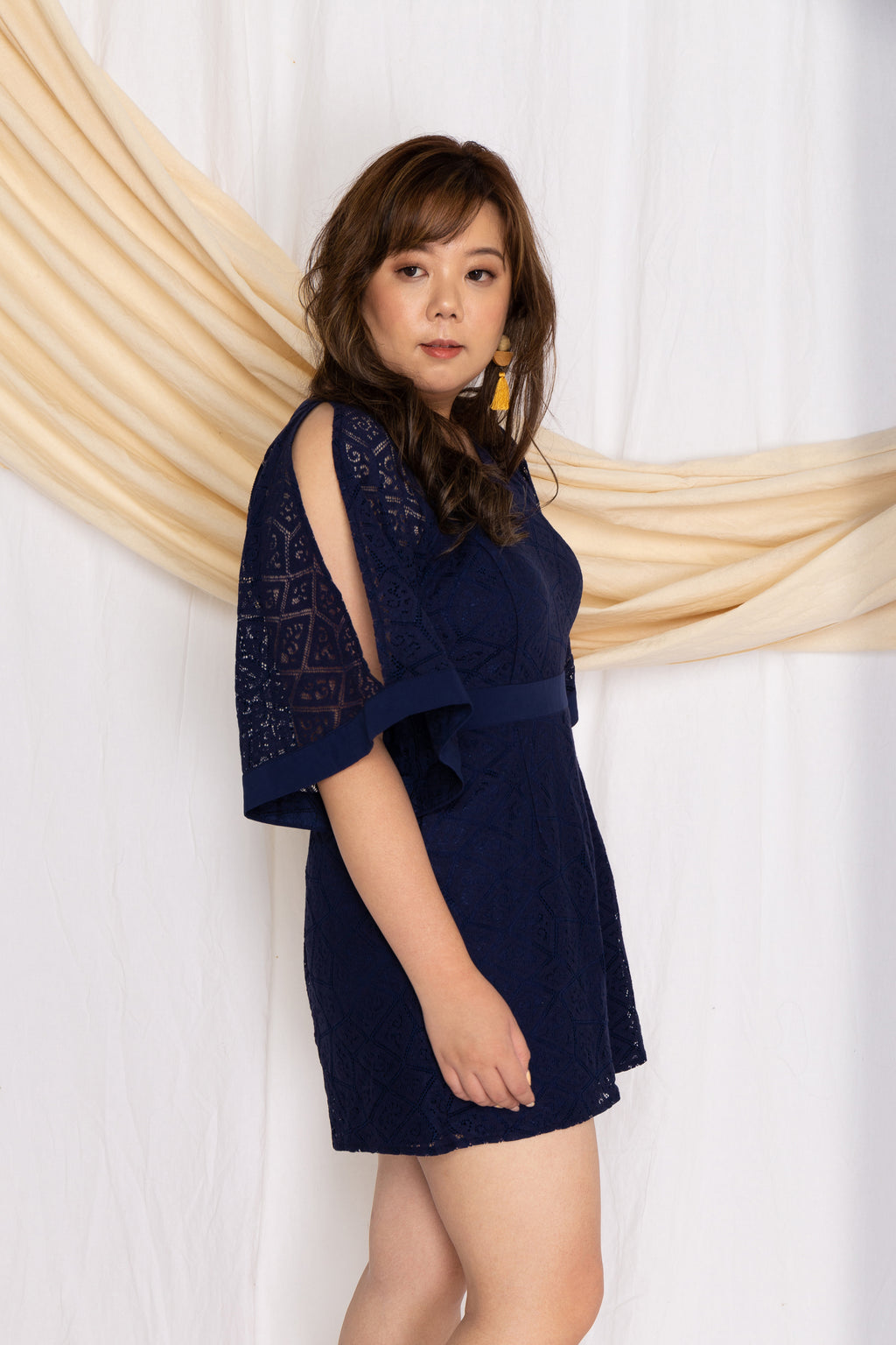 Kimono Lace Romper (Navy), One-Piece - 1214 Alley