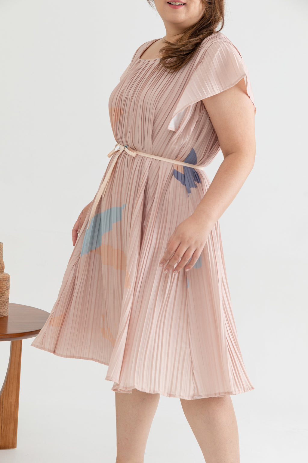 Pleated Dress (édition limitée print - Pink Abstract)