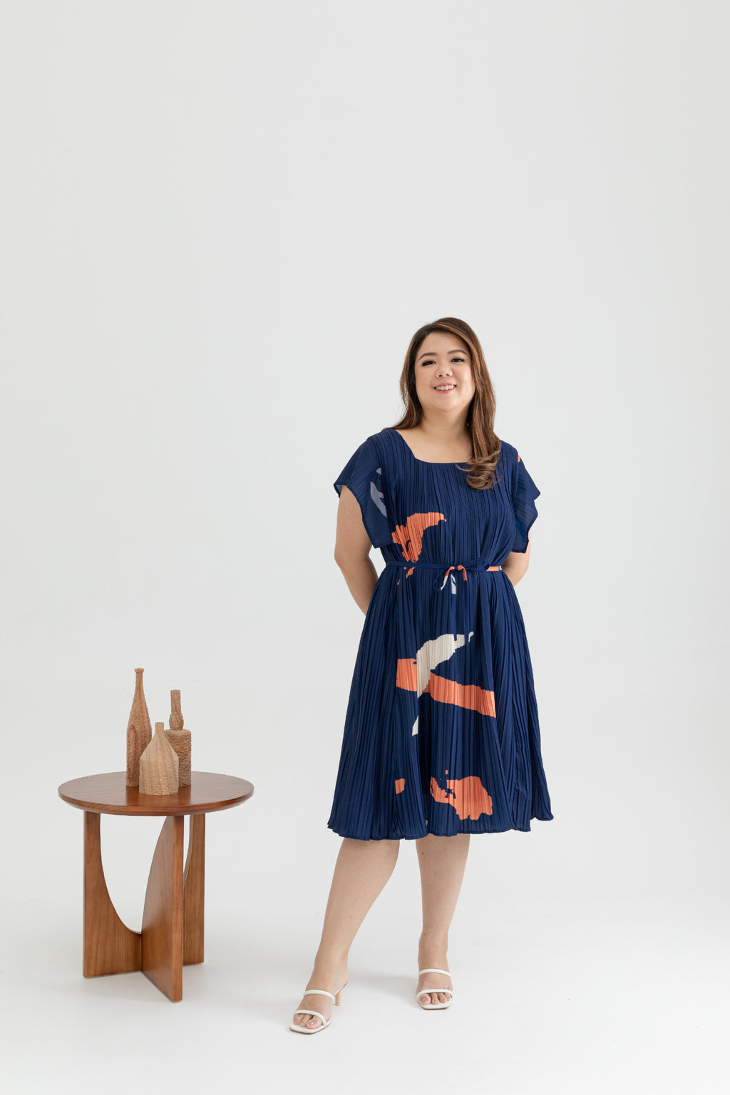 Pleated Dress (édition limitée print - Navy Abstract)