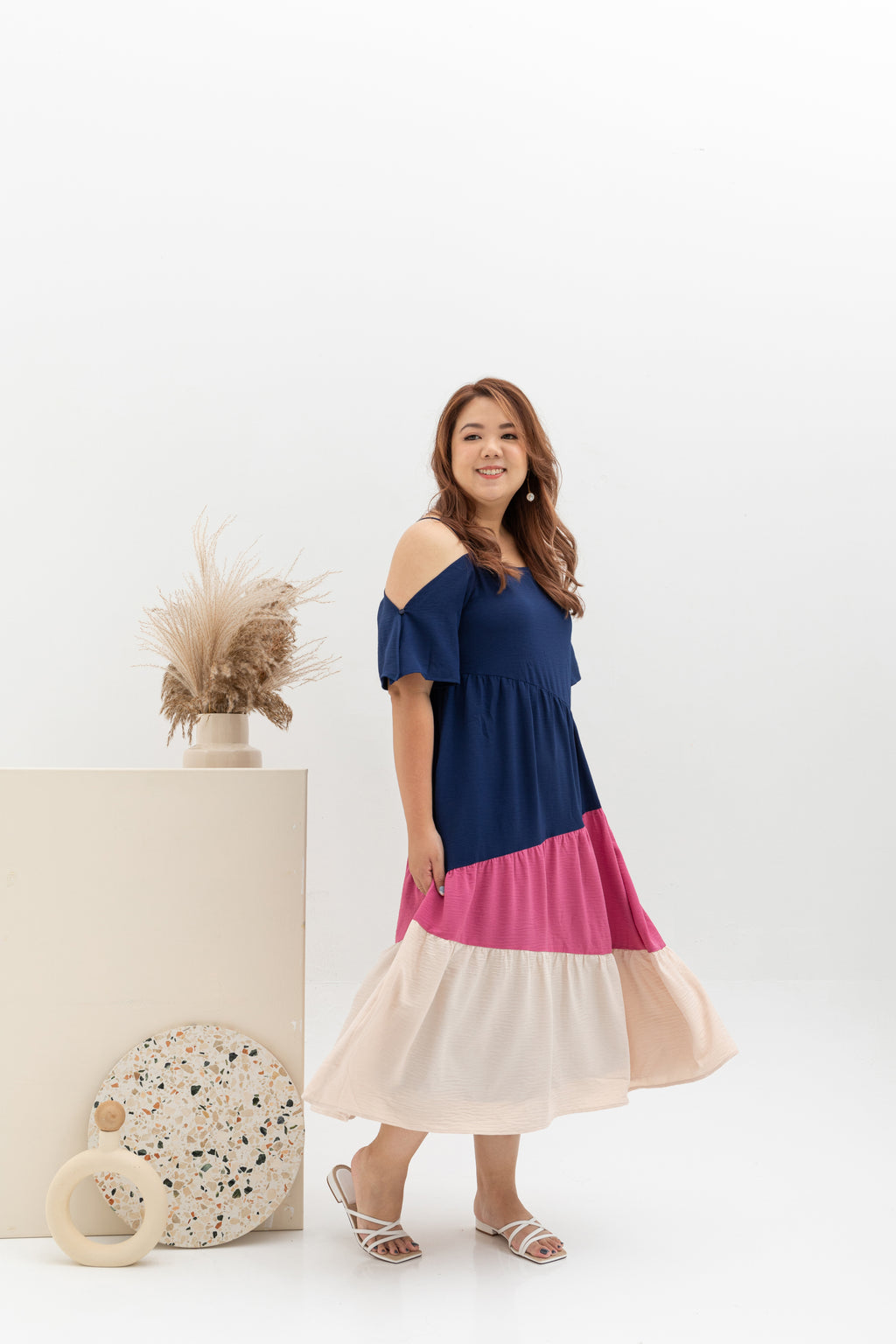 Bohemia Colorblock Tier Dress (Cherry Blossom)