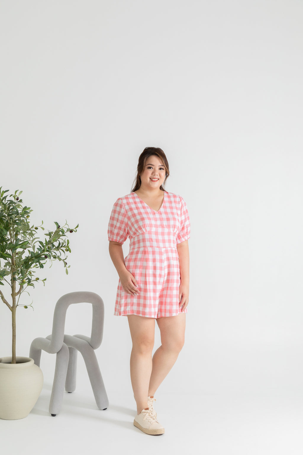 Gingham Romper (Pink)