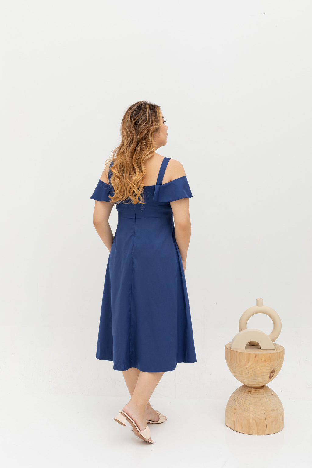 Eloise Cold Shoulder Dress (Navy)