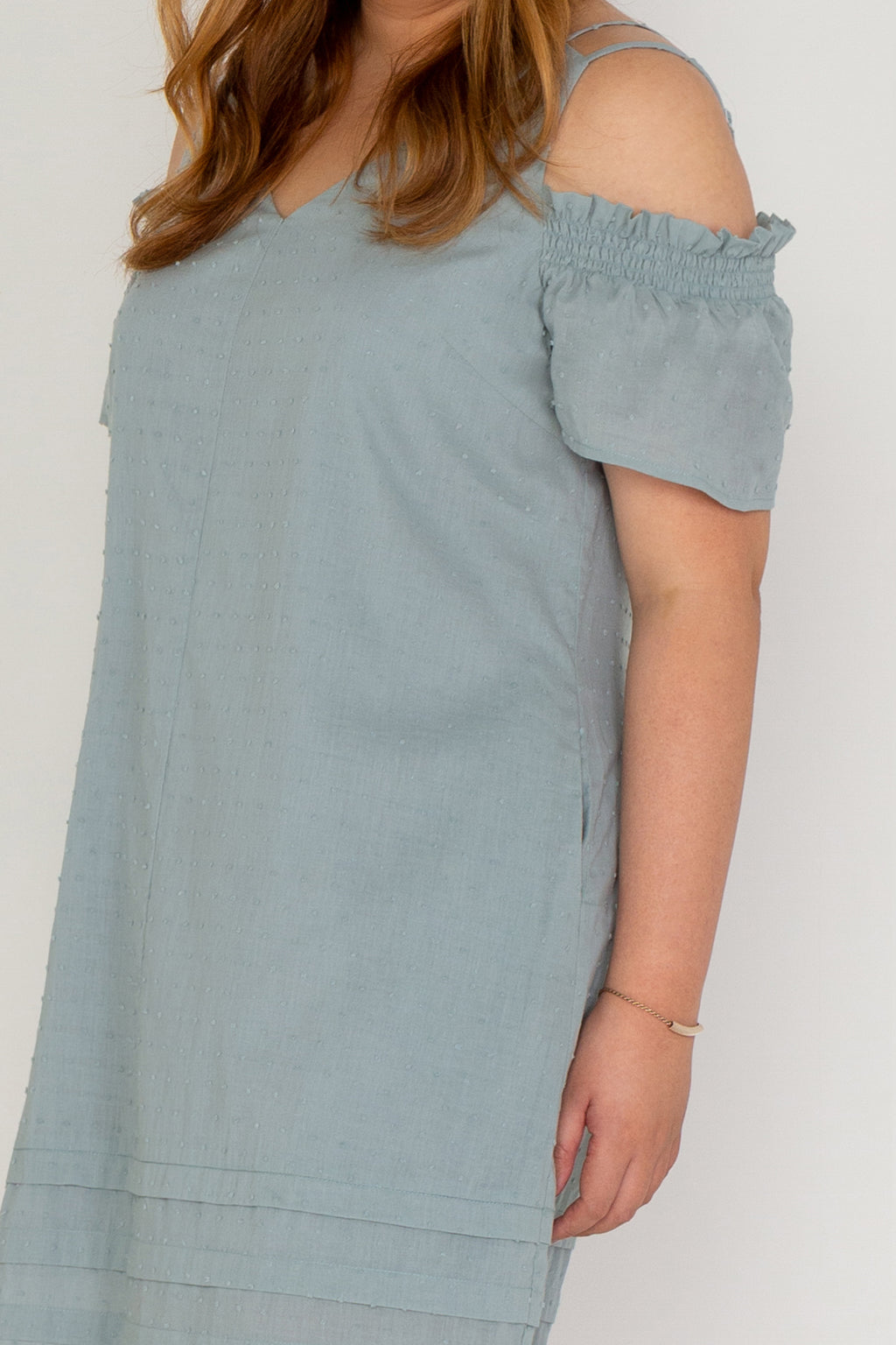 Double-Strap Cold Shoulder Island Dress (Sage)